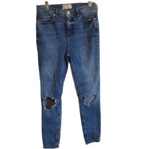 FREE People‎ 29 Busted Knee Skinny Ankle Jeans Distressed High rise